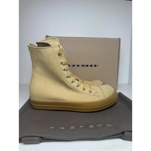 Rick Owens Other - Rick Owens DRKSHDW Ramones Mustard High Top Sneakers Size 47 New w/ Box